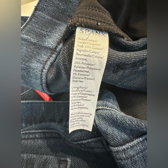 SPANX Jean-ish Leggings Denim Pants Slimming Dark Wash High Rise Pull On Shaping - Picture 11 of 13